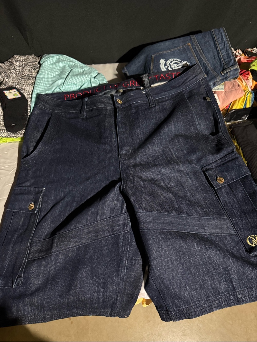 Men's Dark Blue Cargo Shorts - Classic Denim Cargo